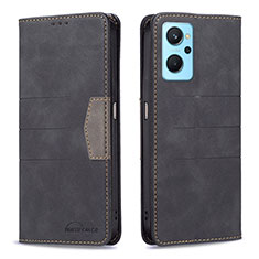 Leather Case Stands Flip Cover Holder B01F for Oppo K10 4G Black