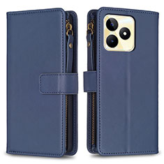 Leather Case Stands Flip Cover Holder B01F for Realme C53 Blue