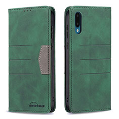 Leather Case Stands Flip Cover Holder B01F for Samsung Galaxy A02 Green