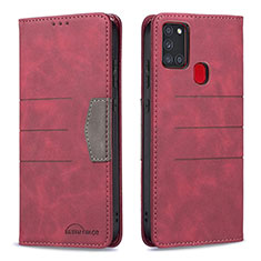 Leather Case Stands Flip Cover Holder B01F for Samsung Galaxy A21s Red