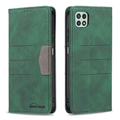 Leather Case Stands Flip Cover Holder B01F for Samsung Galaxy A22 5G Green