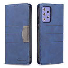 Leather Case Stands Flip Cover Holder B01F for Samsung Galaxy A72 4G Blue