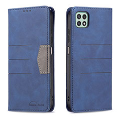 Leather Case Stands Flip Cover Holder B01F for Samsung Galaxy F42 5G Blue