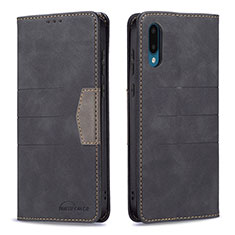 Leather Case Stands Flip Cover Holder B01F for Samsung Galaxy M02 Black