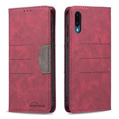 Leather Case Stands Flip Cover Holder B01F for Samsung Galaxy M02 Red