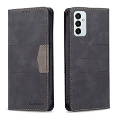 Leather Case Stands Flip Cover Holder B01F for Samsung Galaxy M23 5G Black