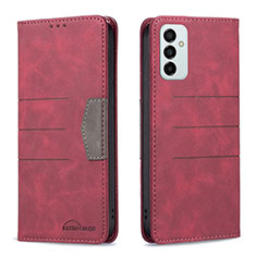 Leather Case Stands Flip Cover Holder B01F for Samsung Galaxy M23 5G Red