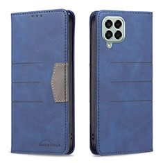 Leather Case Stands Flip Cover Holder B01F for Samsung Galaxy M33 5G Blue