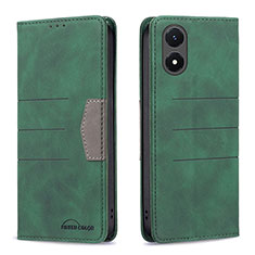 Leather Case Stands Flip Cover Holder B01F for Vivo Y02S Green