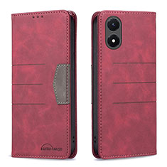 Leather Case Stands Flip Cover Holder B01F for Vivo Y02S Red