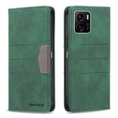 Leather Case Stands Flip Cover Holder B01F for Vivo Y10 Green