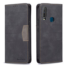 Leather Case Stands Flip Cover Holder B01F for Vivo Y11 Black