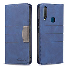 Leather Case Stands Flip Cover Holder B01F for Vivo Y11 Blue