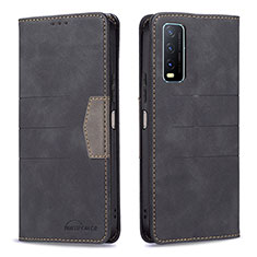 Leather Case Stands Flip Cover Holder B01F for Vivo Y12A Black