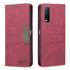 Leather Case Stands Flip Cover Holder B01F for Vivo Y12A Red