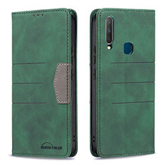 Leather Case Stands Flip Cover Holder B01F for Vivo Y15 Green