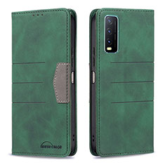 Leather Case Stands Flip Cover Holder B01F for Vivo Y20 (2021) Green