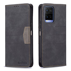 Leather Case Stands Flip Cover Holder B01F for Vivo Y21a Black