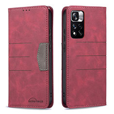 Leather Case Stands Flip Cover Holder B01F for Xiaomi Mi 11i 5G (2022) Red