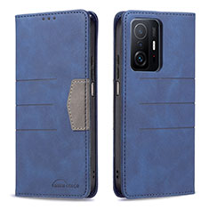 Leather Case Stands Flip Cover Holder B01F for Xiaomi Mi 11T 5G Blue