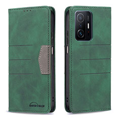 Leather Case Stands Flip Cover Holder B01F for Xiaomi Mi 11T 5G Green