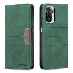 Leather Case Stands Flip Cover Holder B01F for Xiaomi Redmi Note 10 4G Green