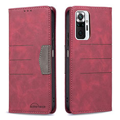 Leather Case Stands Flip Cover Holder B01F for Xiaomi Redmi Note 10 Pro 4G Red