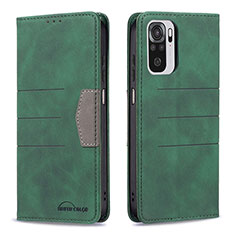 Leather Case Stands Flip Cover Holder B01F for Xiaomi Redmi Note 10S 4G Green