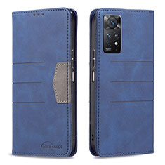 Leather Case Stands Flip Cover Holder B01F for Xiaomi Redmi Note 11 Pro 4G Blue