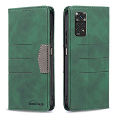 Leather Case Stands Flip Cover Holder B01F for Xiaomi Redmi Note 11S 4G Green