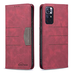 Leather Case Stands Flip Cover Holder B01F for Xiaomi Redmi Note 11T 5G Red