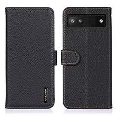 Leather Case Stands Flip Cover Holder B01H for Google Pixel 6a 5G Black