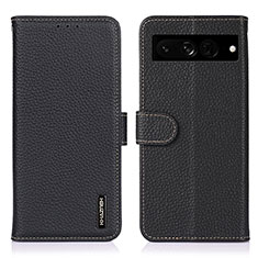 Leather Case Stands Flip Cover Holder B01H for Google Pixel 7 Pro 5G Black