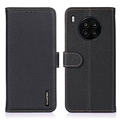 Leather Case Stands Flip Cover Holder B01H for Huawei Honor 50 Lite Black