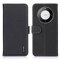 Leather Case Stands Flip Cover Holder B01H for Huawei Mate 60 Black