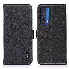Leather Case Stands Flip Cover Holder B01H for Motorola Moto Edge (2021) 5G Black