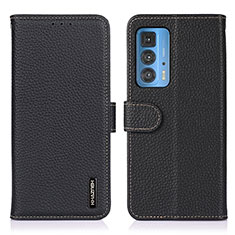 Leather Case Stands Flip Cover Holder B01H for Motorola Moto Edge S Pro 5G Black