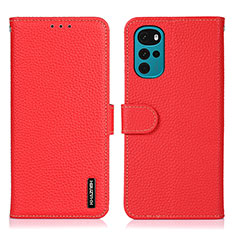 Leather Case Stands Flip Cover Holder B01H for Motorola Moto G22 Red