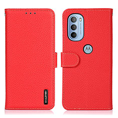 Leather Case Stands Flip Cover Holder B01H for Motorola Moto G31 Red