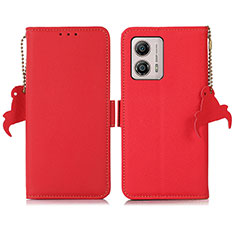 Leather Case Stands Flip Cover Holder B01H for Motorola Moto G53 5G Red