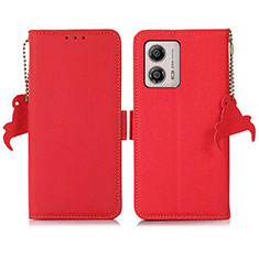 Leather Case Stands Flip Cover Holder B01H for Motorola Moto G53j 5G Red