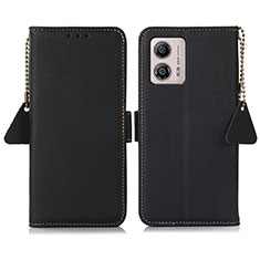 Leather Case Stands Flip Cover Holder B01H for Motorola Moto G53y 5G Black