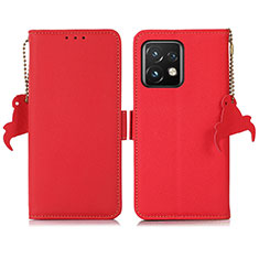 Leather Case Stands Flip Cover Holder B01H for Motorola Moto X40 5G Red