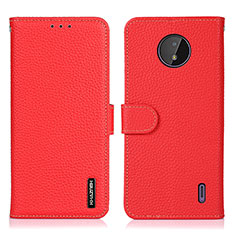 Leather Case Stands Flip Cover Holder B01H for Nokia C10 Red