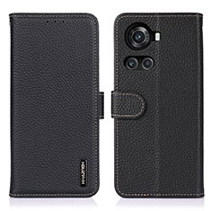 Leather Case Stands Flip Cover Holder B01H for OnePlus 10R 5G Black