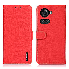 Leather Case Stands Flip Cover Holder B01H for OnePlus 10R 5G Red