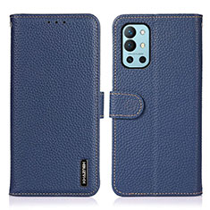 Leather Case Stands Flip Cover Holder B01H for OnePlus 9R 5G Blue