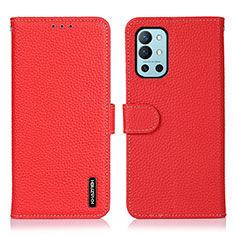 Leather Case Stands Flip Cover Holder B01H for OnePlus 9R 5G Red