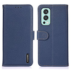 Leather Case Stands Flip Cover Holder B01H for OnePlus Nord 2 5G Blue