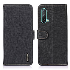 Leather Case Stands Flip Cover Holder B01H for OnePlus Nord CE 5G Black